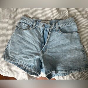 Abercrombie & Fitch Light Blue Curve Love High-Rise Mom Shorts